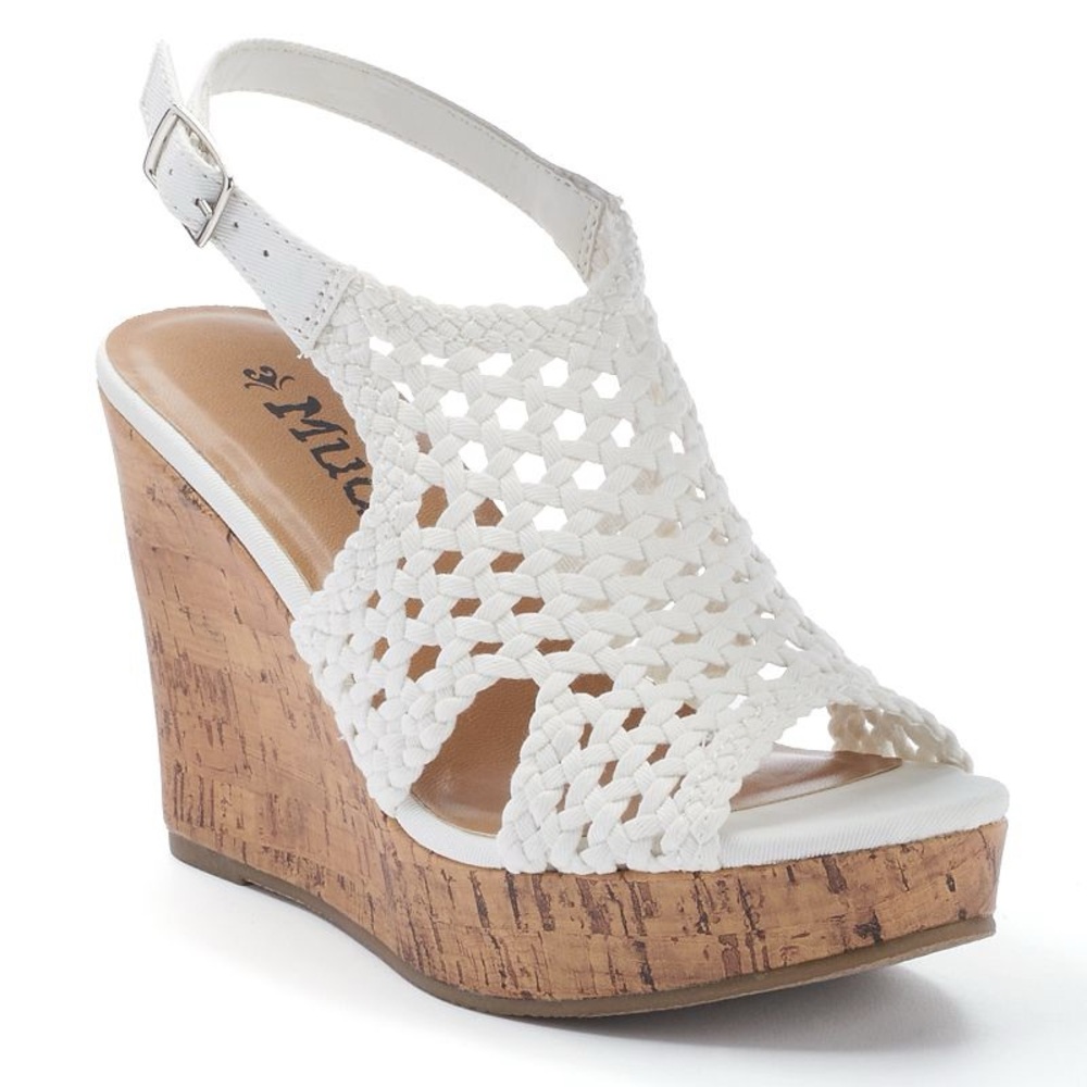 Mudd Cream Wedge Sandals with Cork Heel